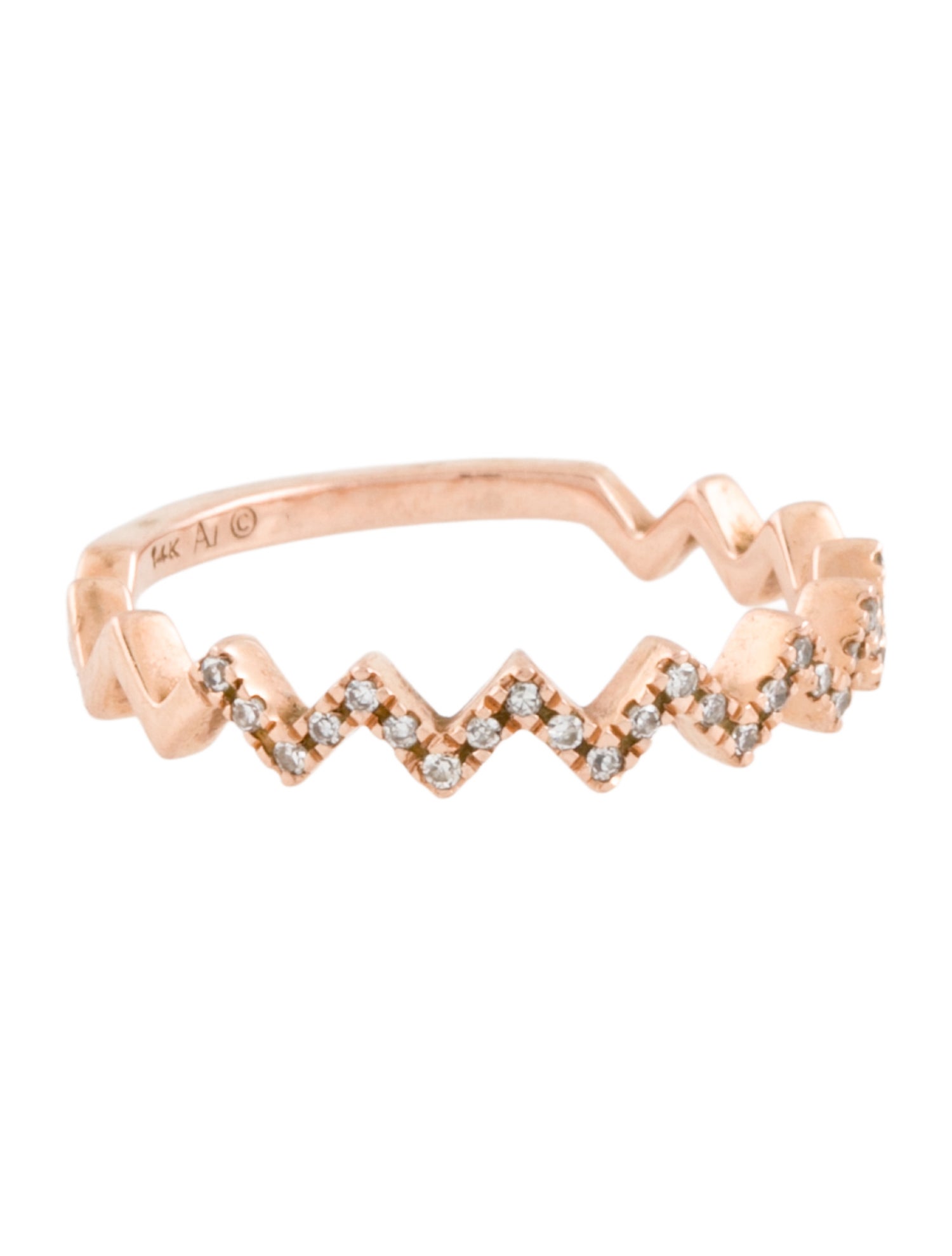 Ring 14K Diamond Zig Zag