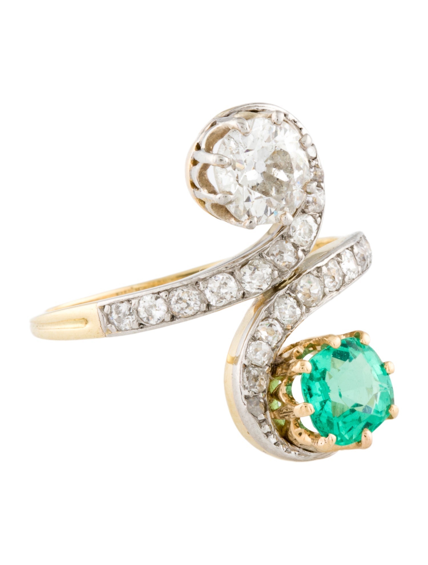 Ring Edwardian 1.20ct Emerald & Diamond Cocktail