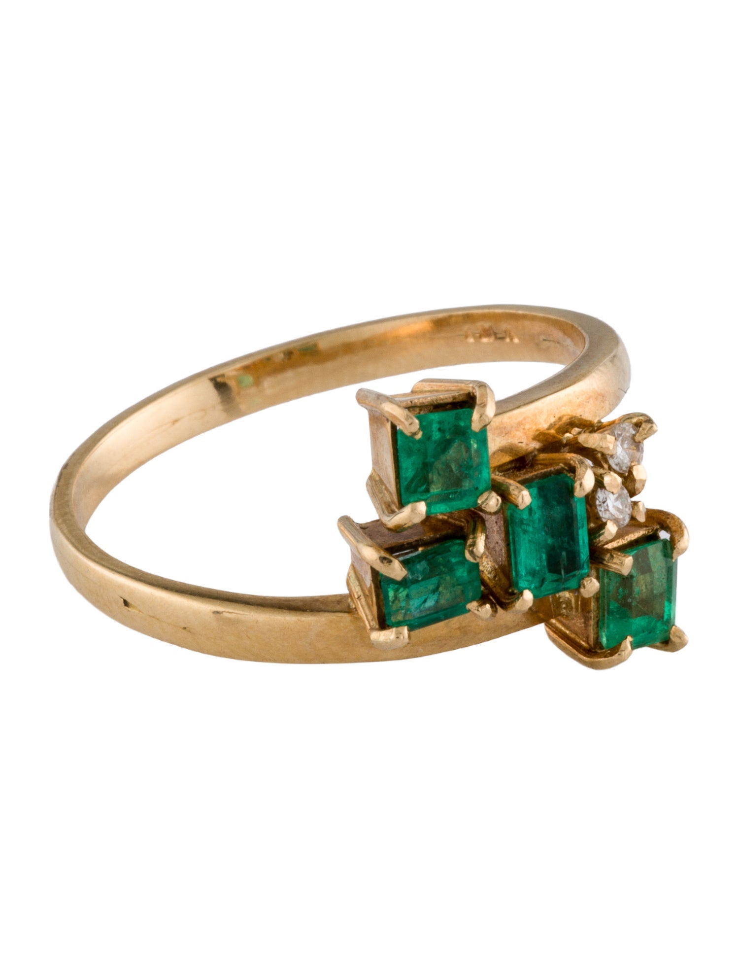 Ring 14K Emerald & Diamond Cocktail