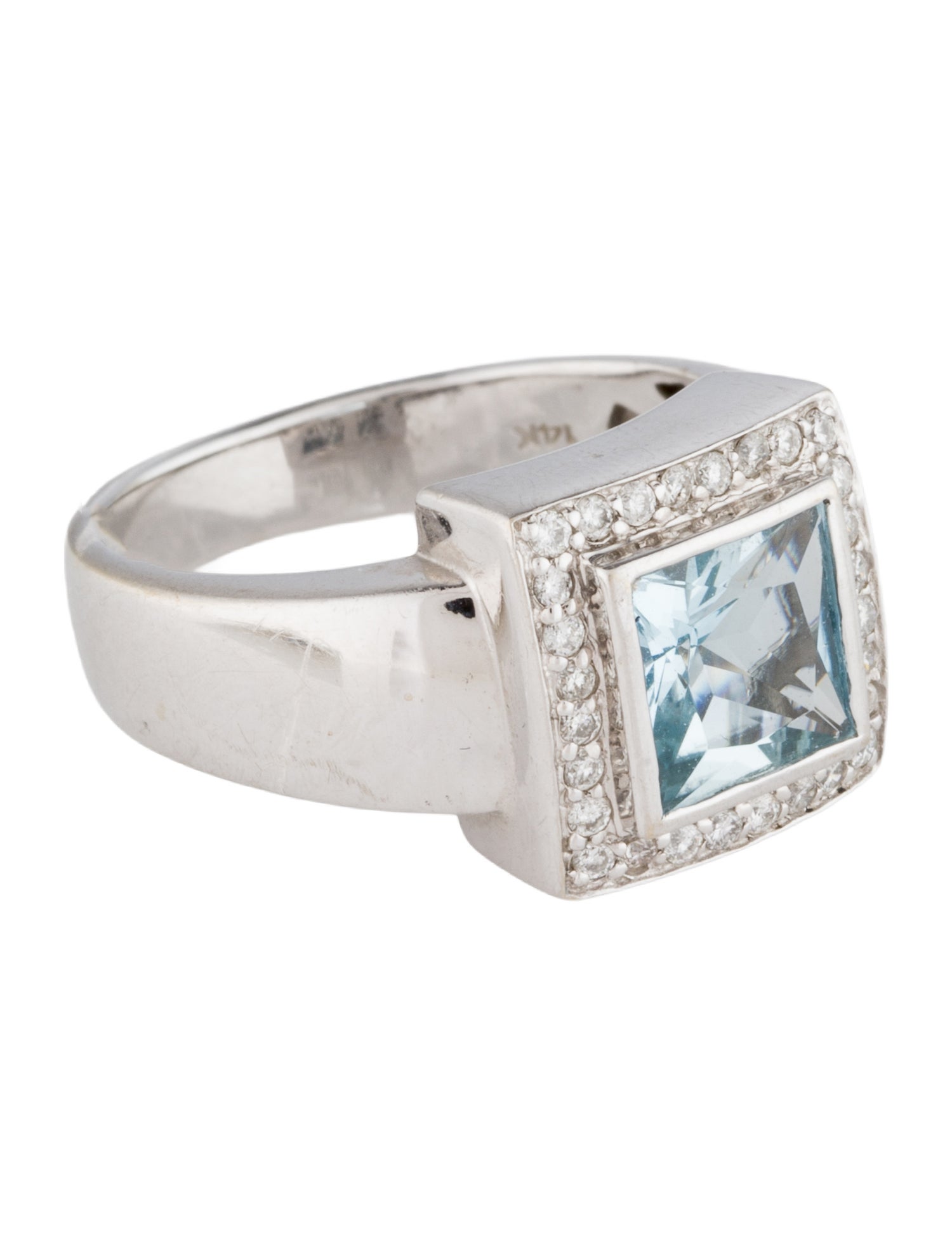 Ring 14K 1.45ct Aquamarine & Diamond Cocktail