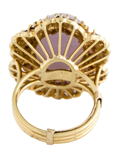 Ring 14K Dyed Jadeite, Amethyst & Diamond Cocktail Ring
