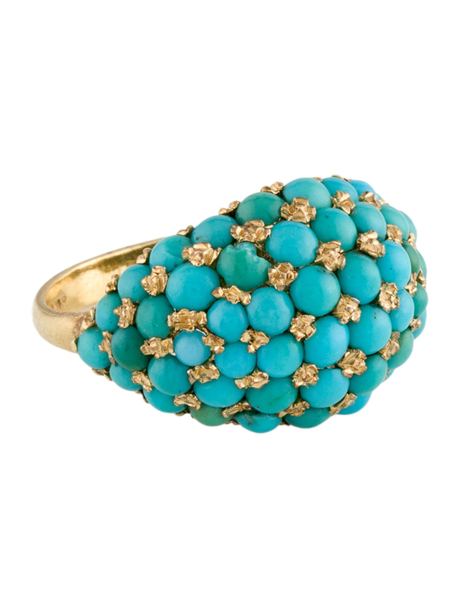 Ring 18K Turquoise Beaded Cocktail