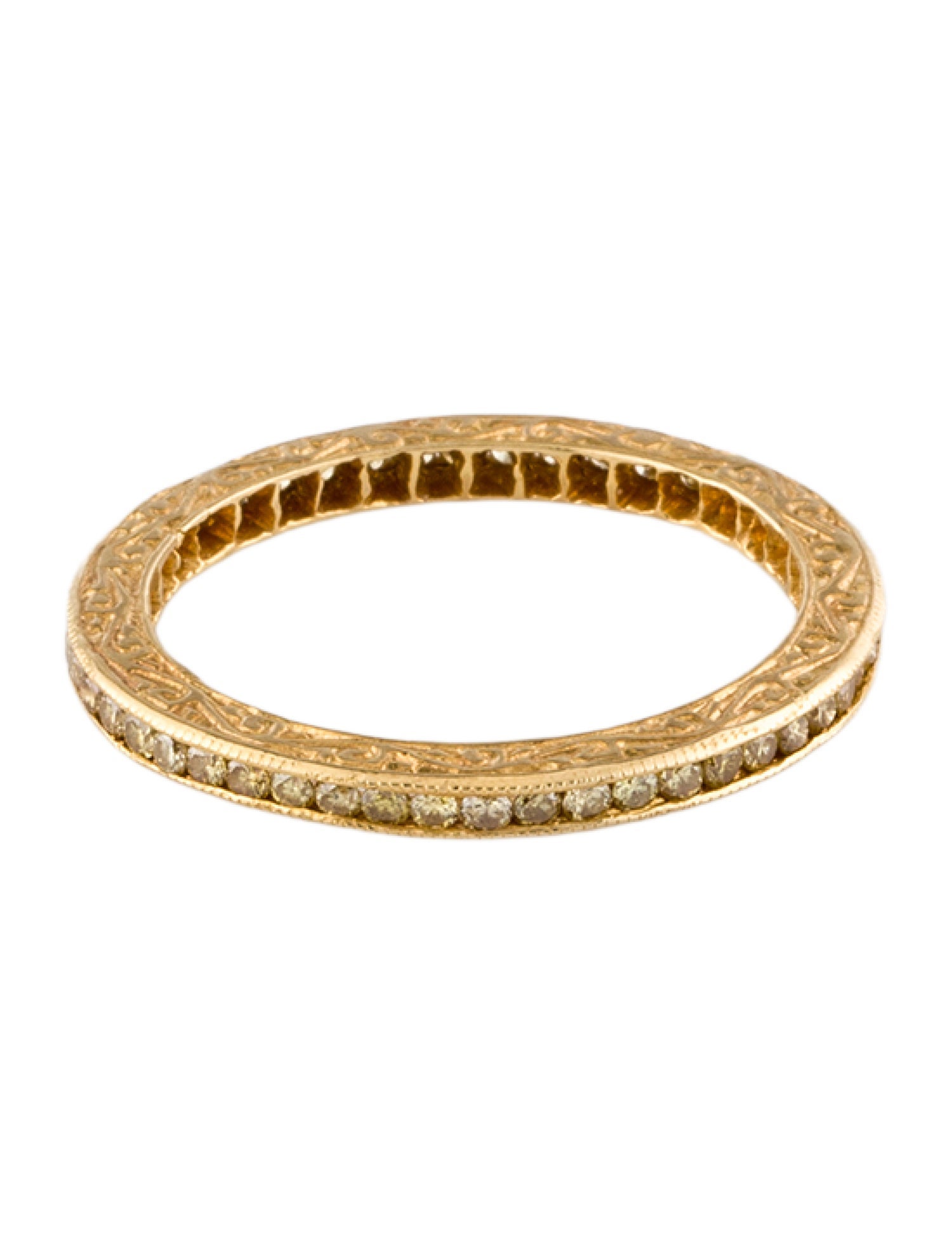 Ring 18K Diamond Engraved Eternity Band Ring