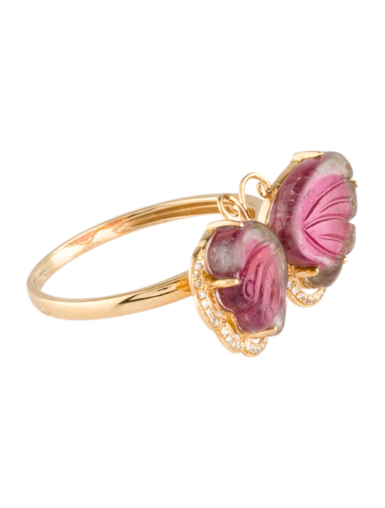 Ring 18K Tourmaline & Diamond Butterfly Cocktail Ring