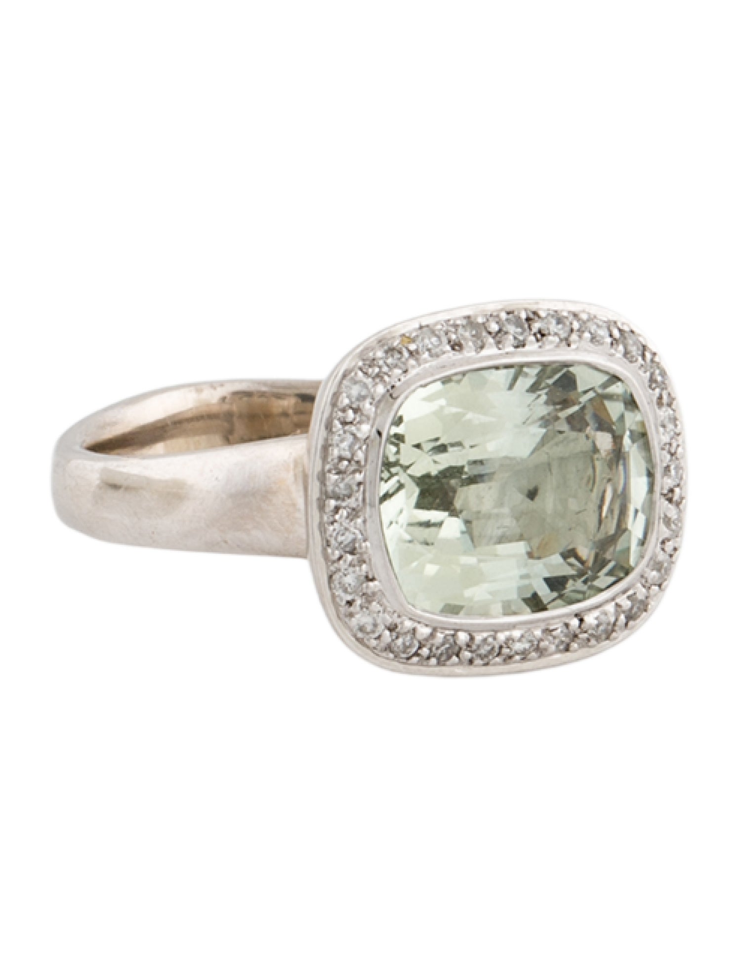 Ring 18K 2.87ct Prasiolite & Diamond Cocktail