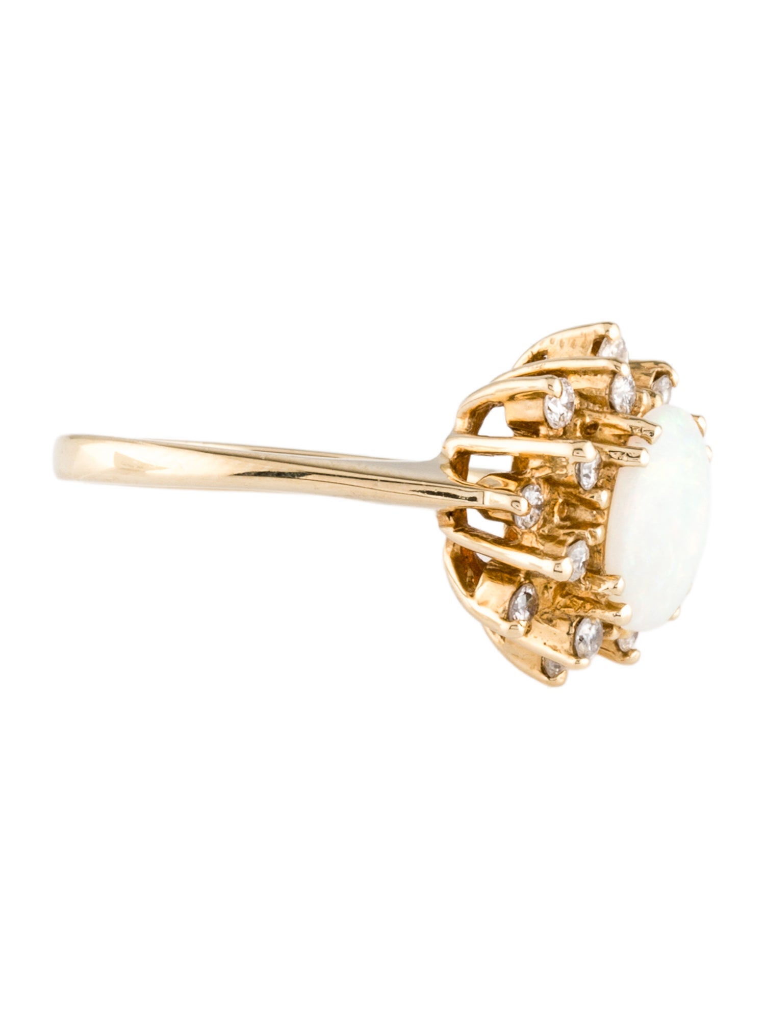 Ring 14K Opal & Diamond Cocktail Ring