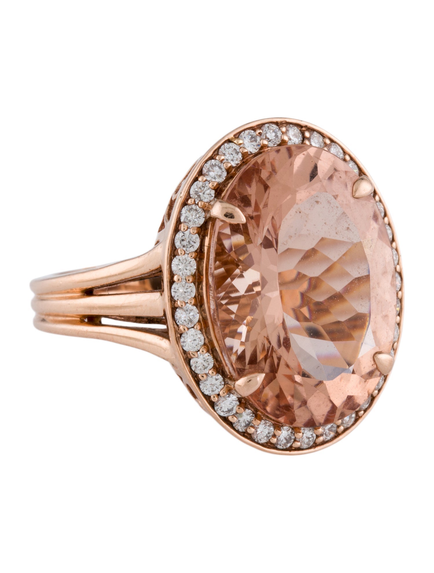 Ring 14K 10.35ct Morganite & Diamond Cocktail
