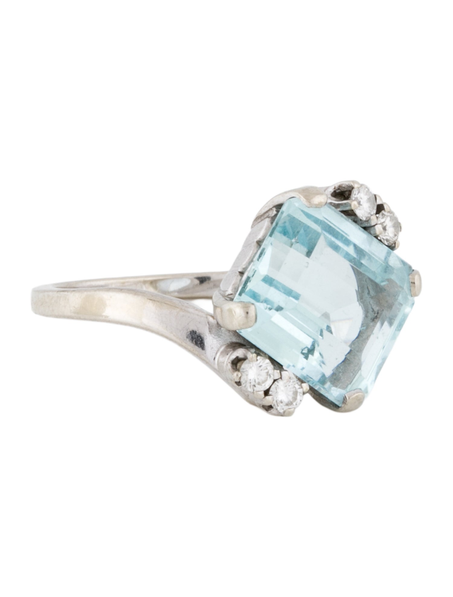 Ring 14K 3.76ct Aquamarine Diamond Cocktail Ring
