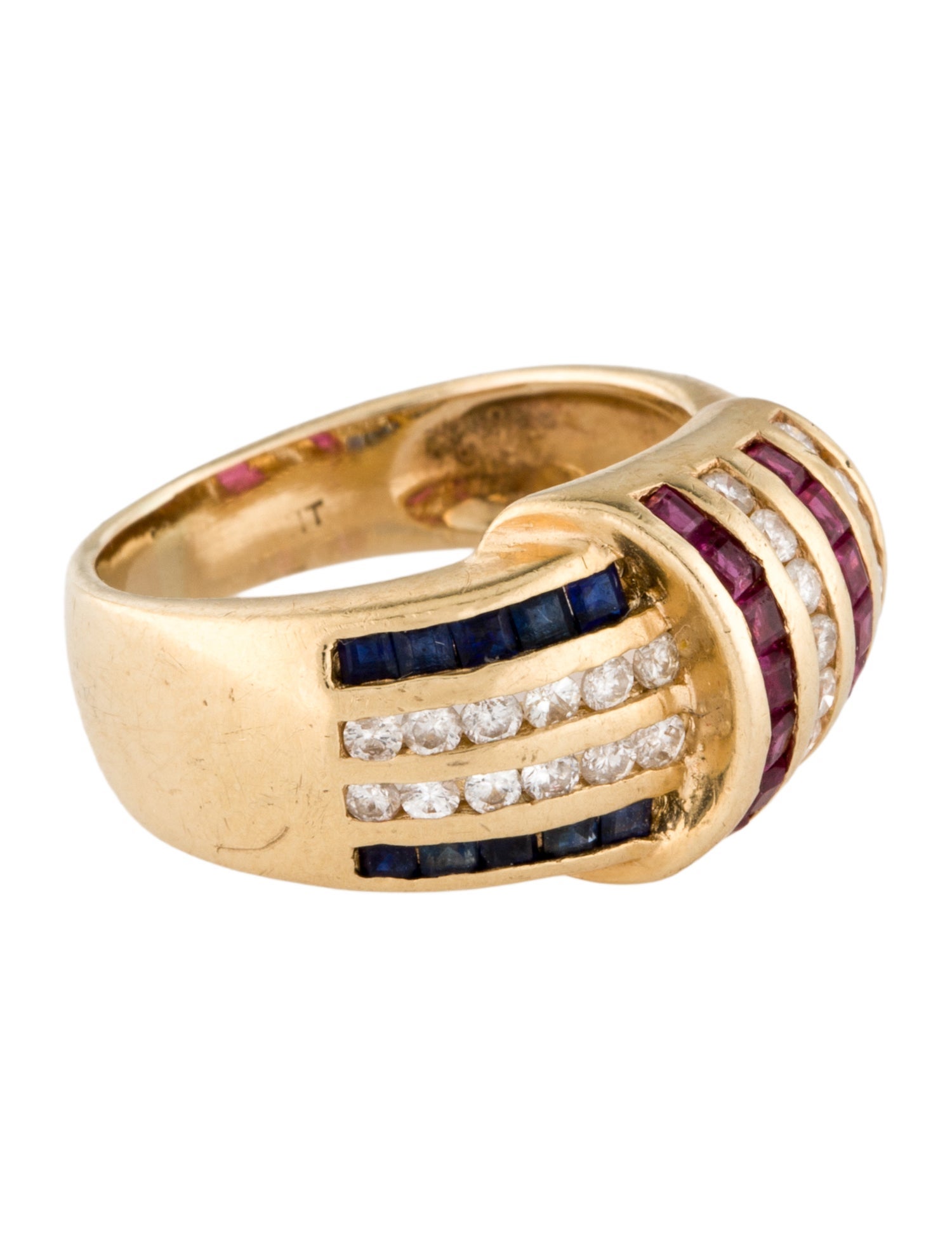 Ring 14K Ruby, Sapphire & Diamond Cocktail