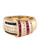 Ring 14K Ruby, Sapphire & Diamond Cocktail Ring