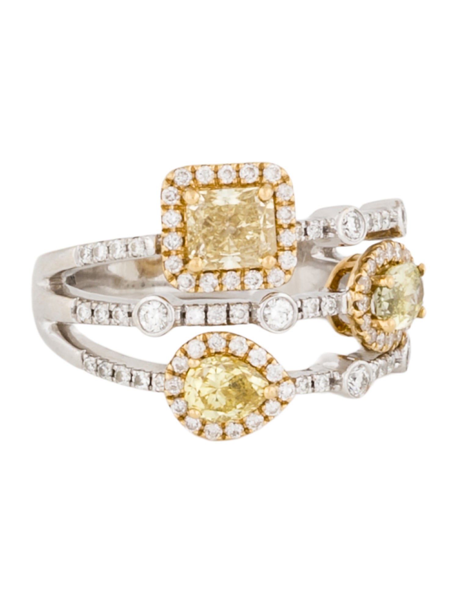 Ring 14K Diamond Cocktail Triple Band