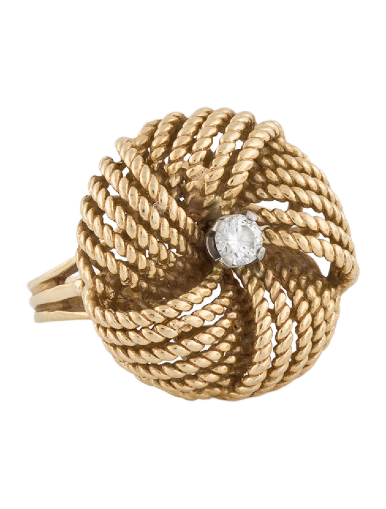 Ring 14K Diamond Rope Design Cocktail