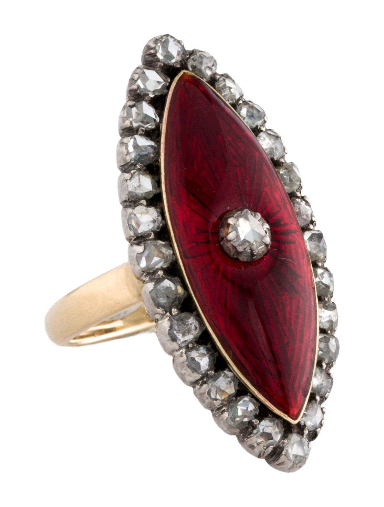 Ring Diamond & Enamel Navette Ring