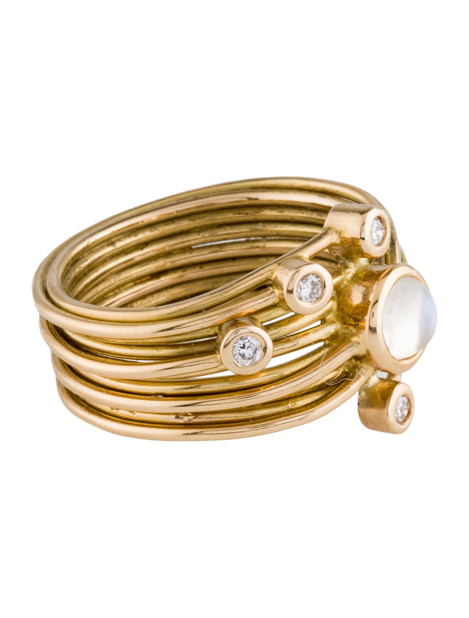 Ring 20K Labradorite & Diamond Band