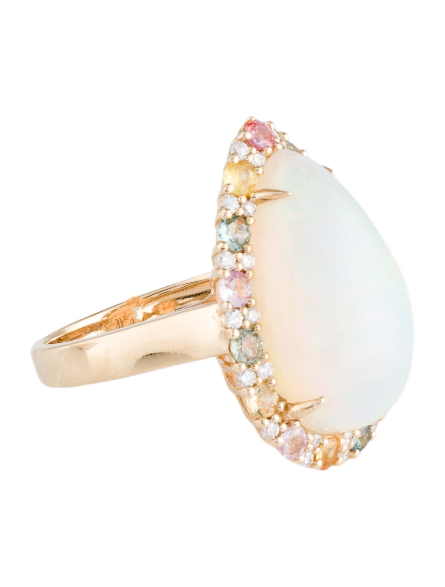 Ring 14K Opal, Sapphire & Diamond Cocktail