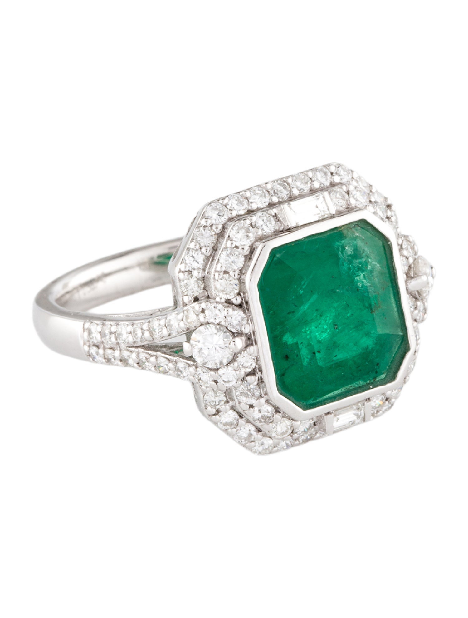 Ring Sheffield & Sons Platinum 3.72ct Emerald & Diamond Cocktail