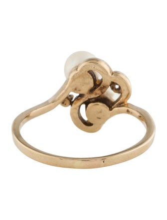 Ring 10K Pearl & Diamond Cocktail Ring