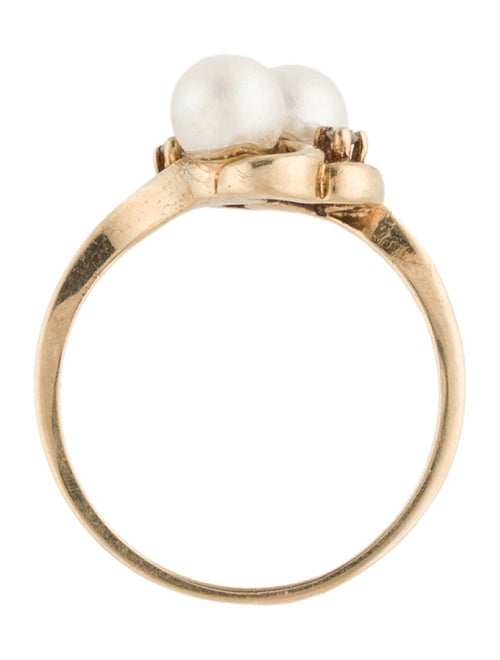 Ring 10K Pearl & Diamond Cocktail Ring