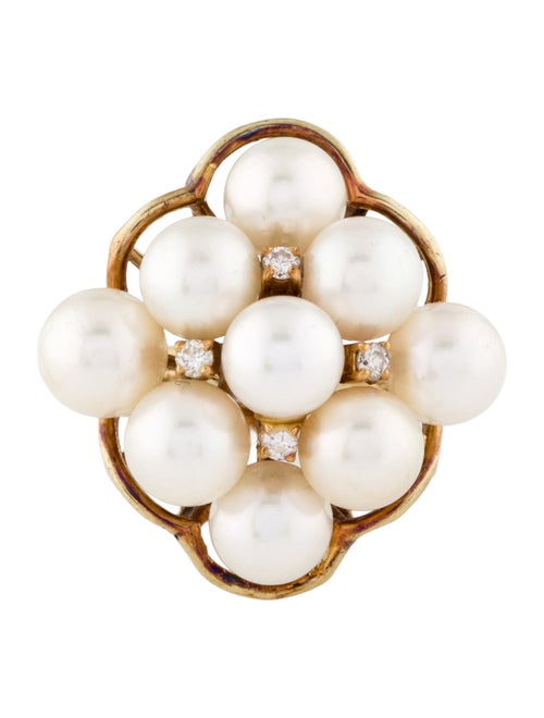 Ring 14K Pearl & Diamond Cocktail Ring