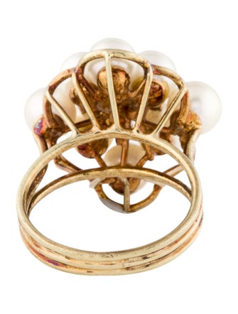 Ring 14K Pearl & Diamond Cocktail Ring