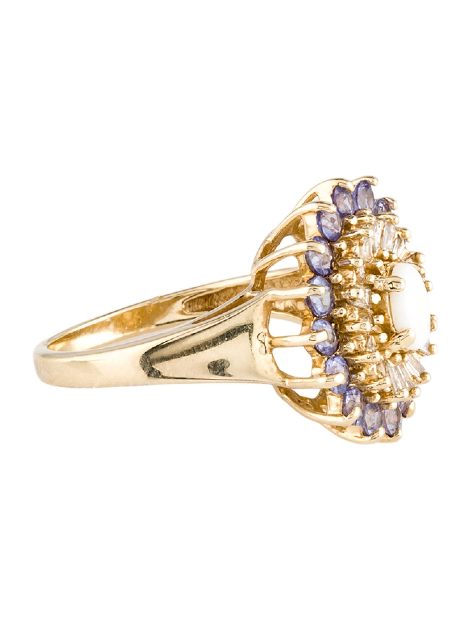 Ring 14K Opal, Tanzanite & Diamond Cocktail