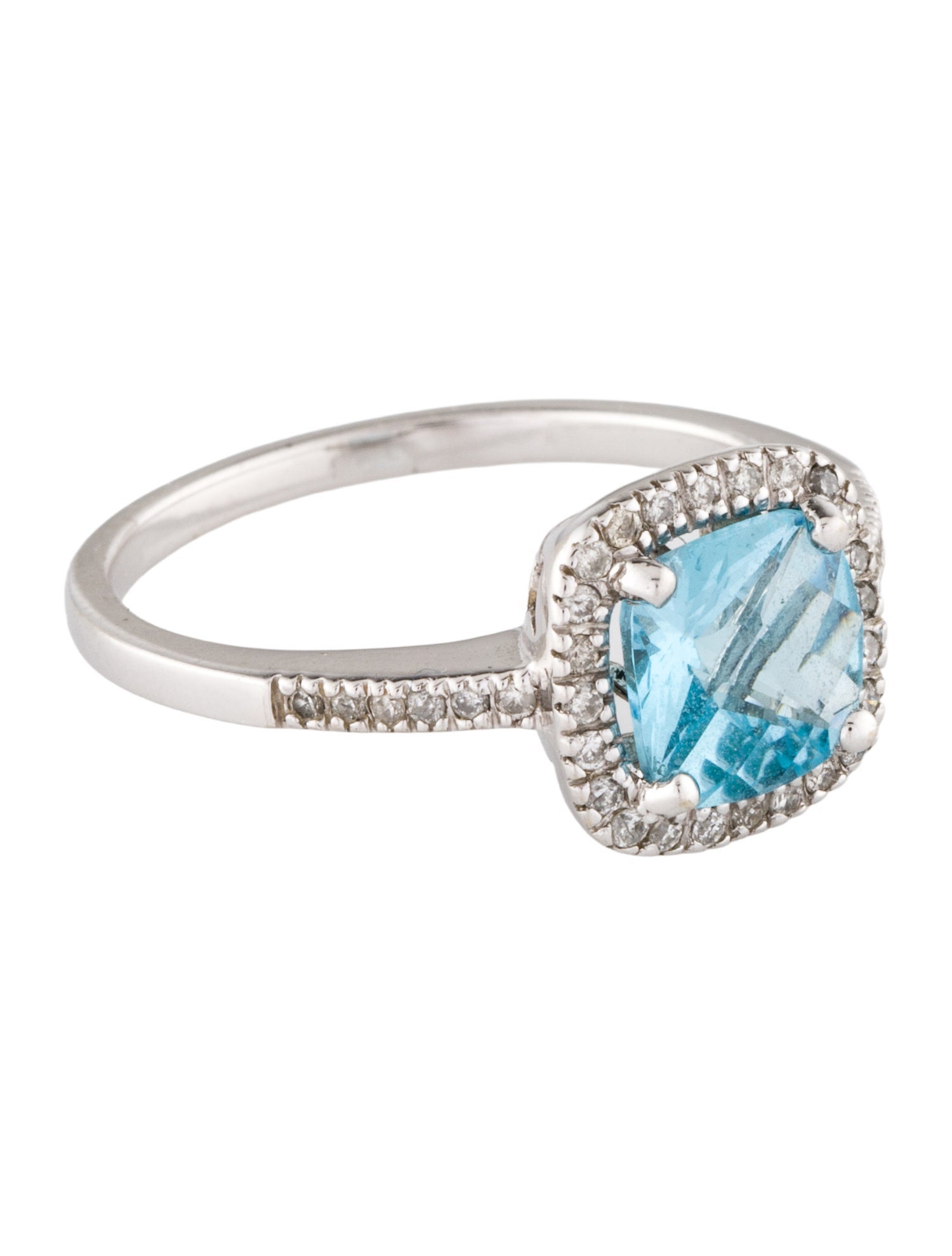 Ring 14K Topaz & Diamond Halo Cocktail