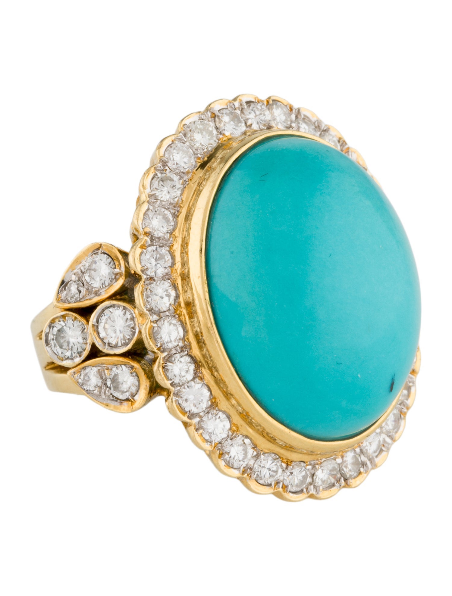 Ring 18K Turquoise & Diamond Cocktail