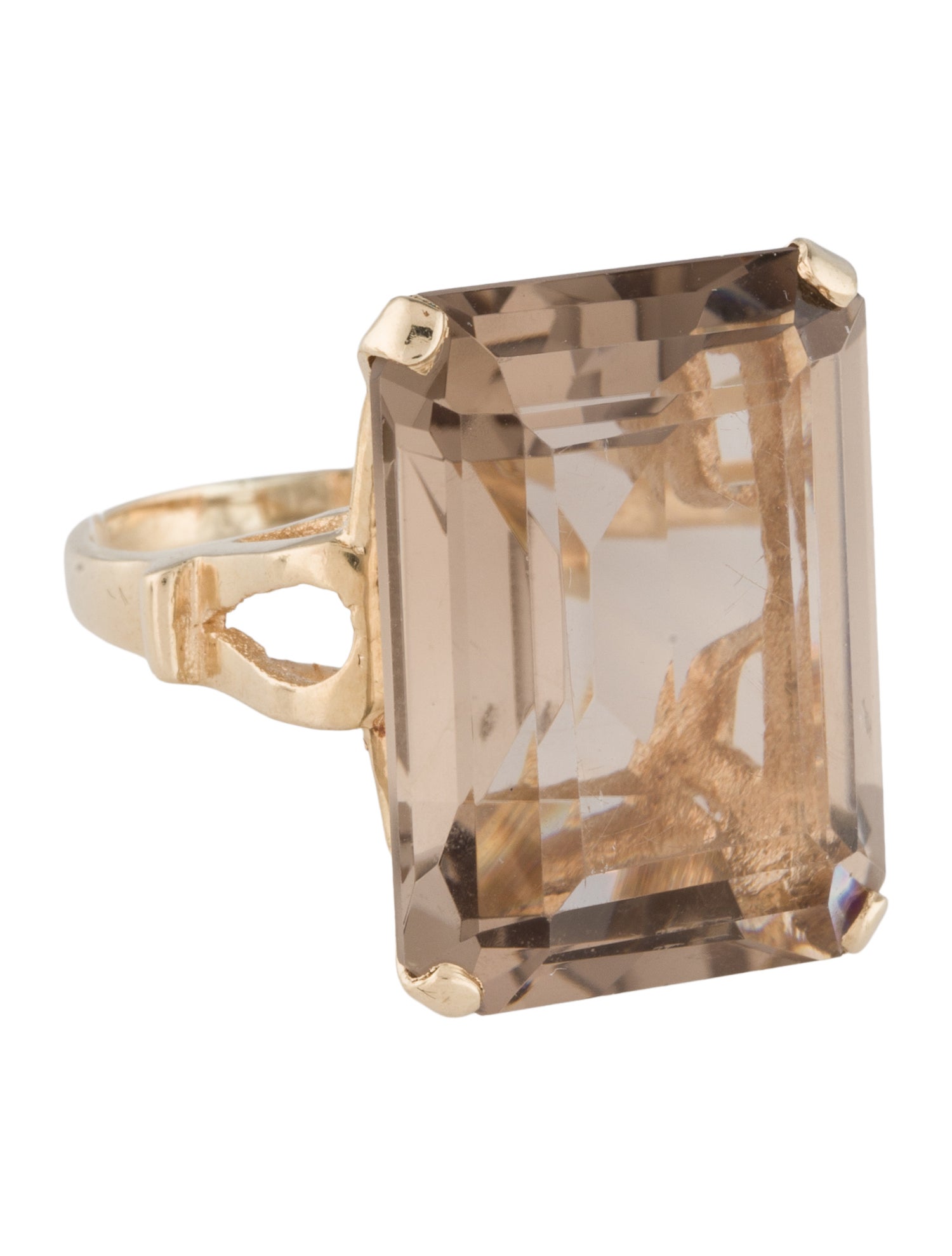 Ring 14K 17.21ct Smoky Quartz Cocktail