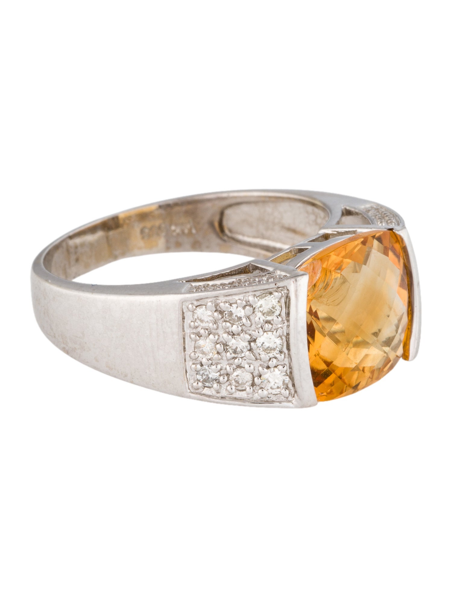 Ring 14K Citrine and Diamond Cocktail