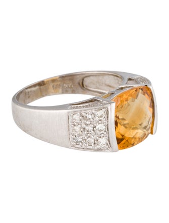 Ring 14K Citrine and Diamond Cocktail Ring