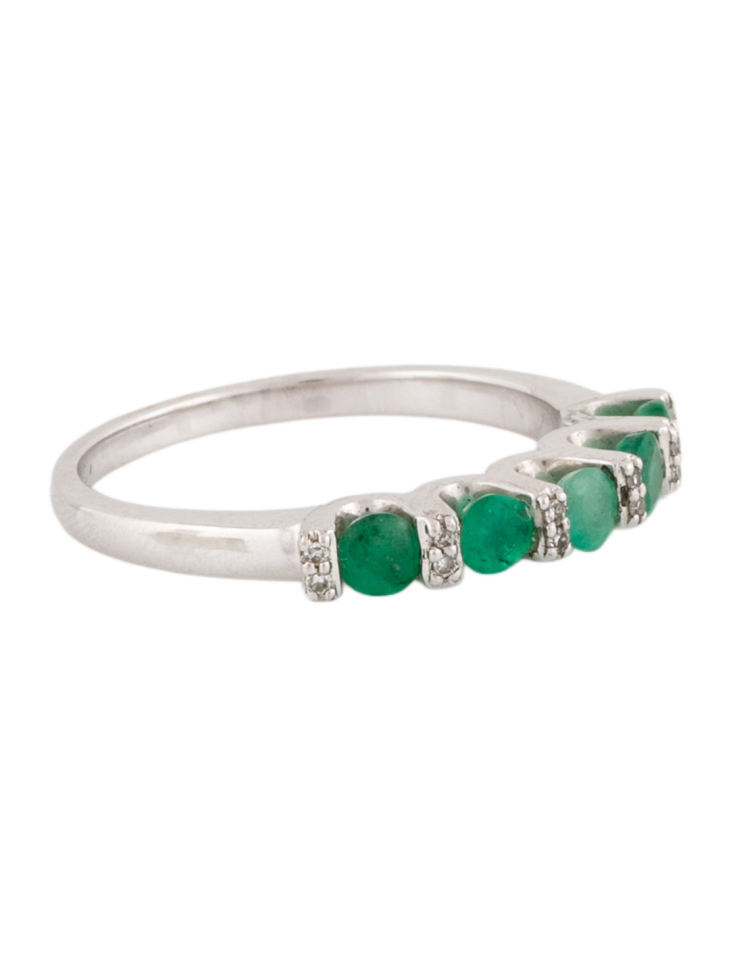 Ring 10K Emerald & Diamond Band