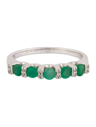 Ring 10K Emerald & Diamond Band
