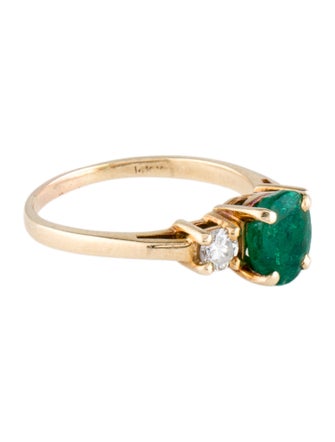 Ring 14K 1.05ct Emerald & Diamond Cocktail Ring