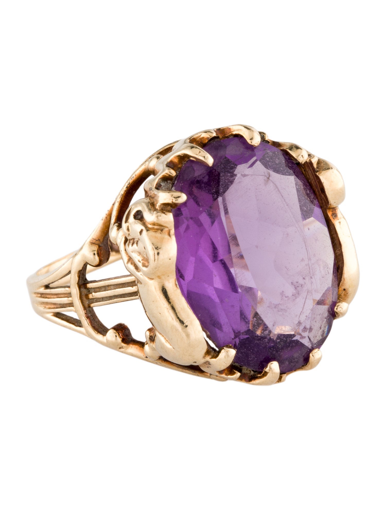 Ring 10K Amethyst Elephant Cocktail