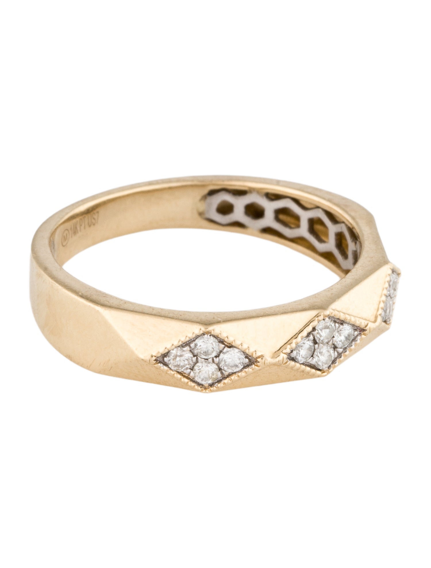 Ring Diamond Rhombus Motif Band