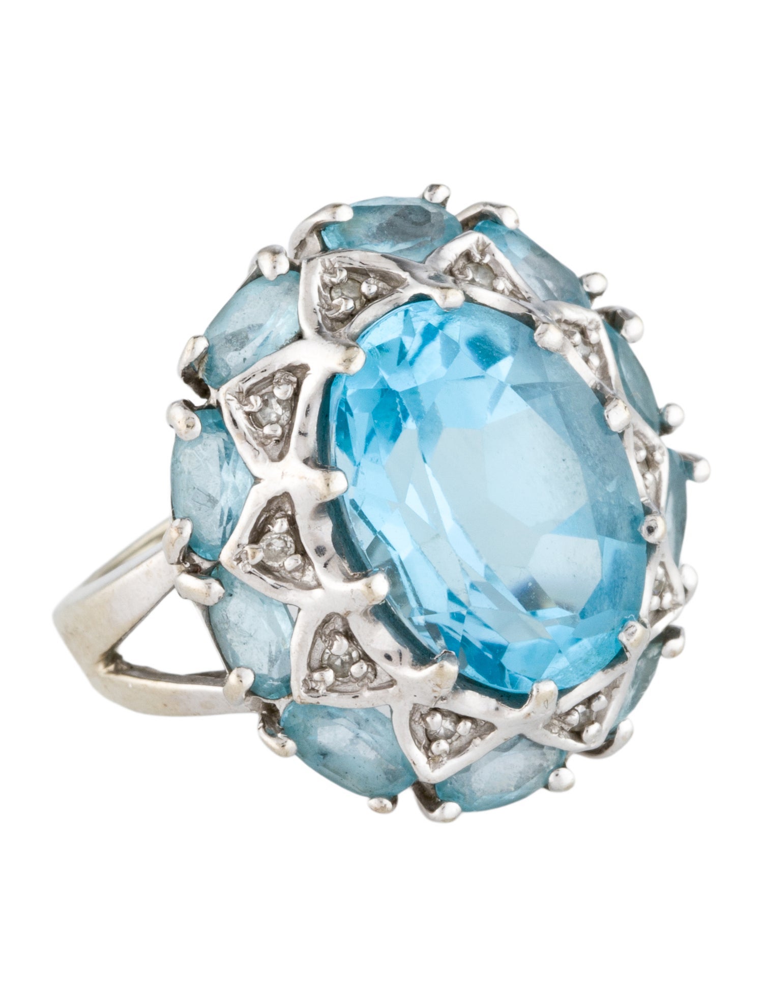 Ring 14K 10.68ctw Topaz & Diamond Cocktail