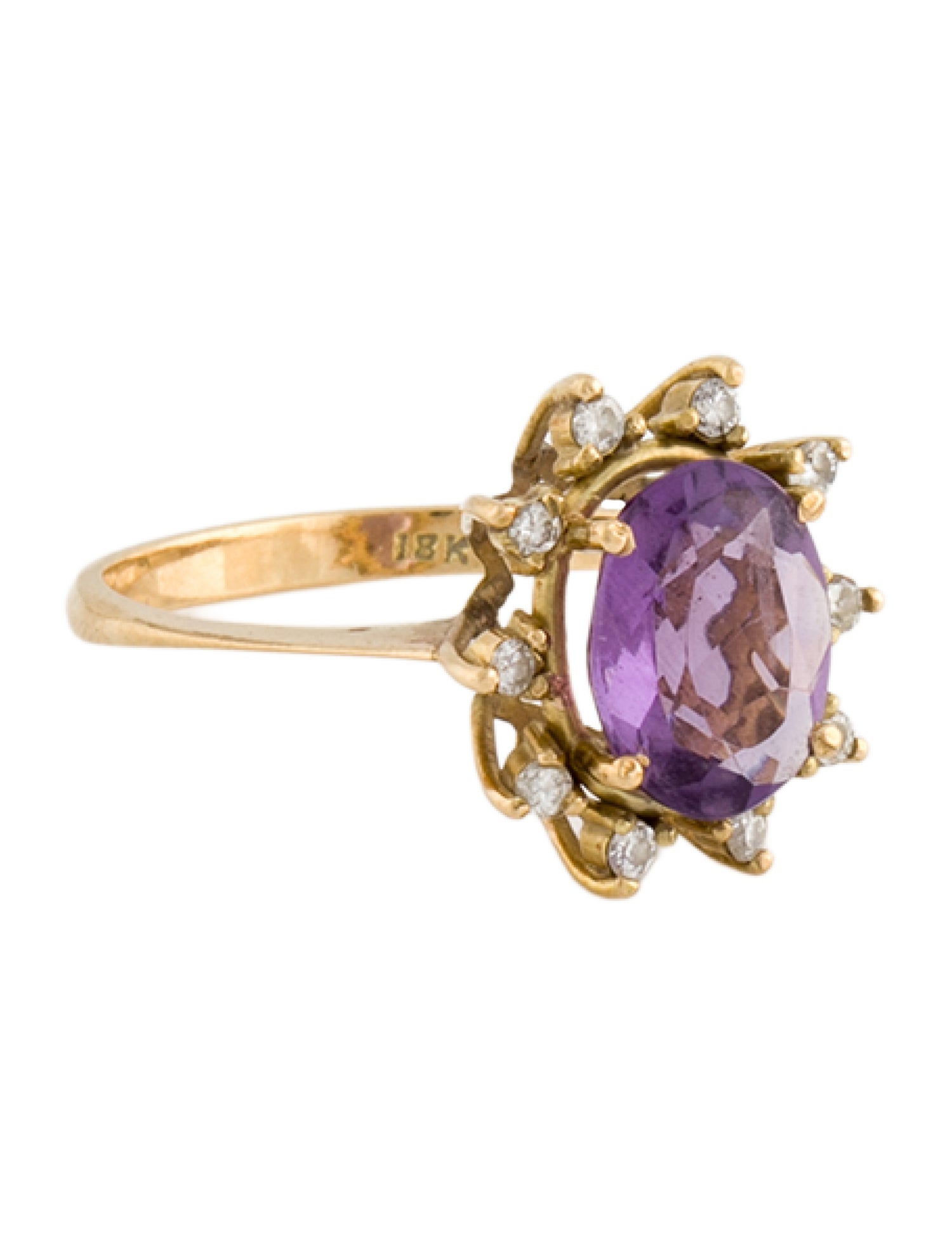Ring 18K 1.57ct Amethyst & Diamond Cocktail Ring