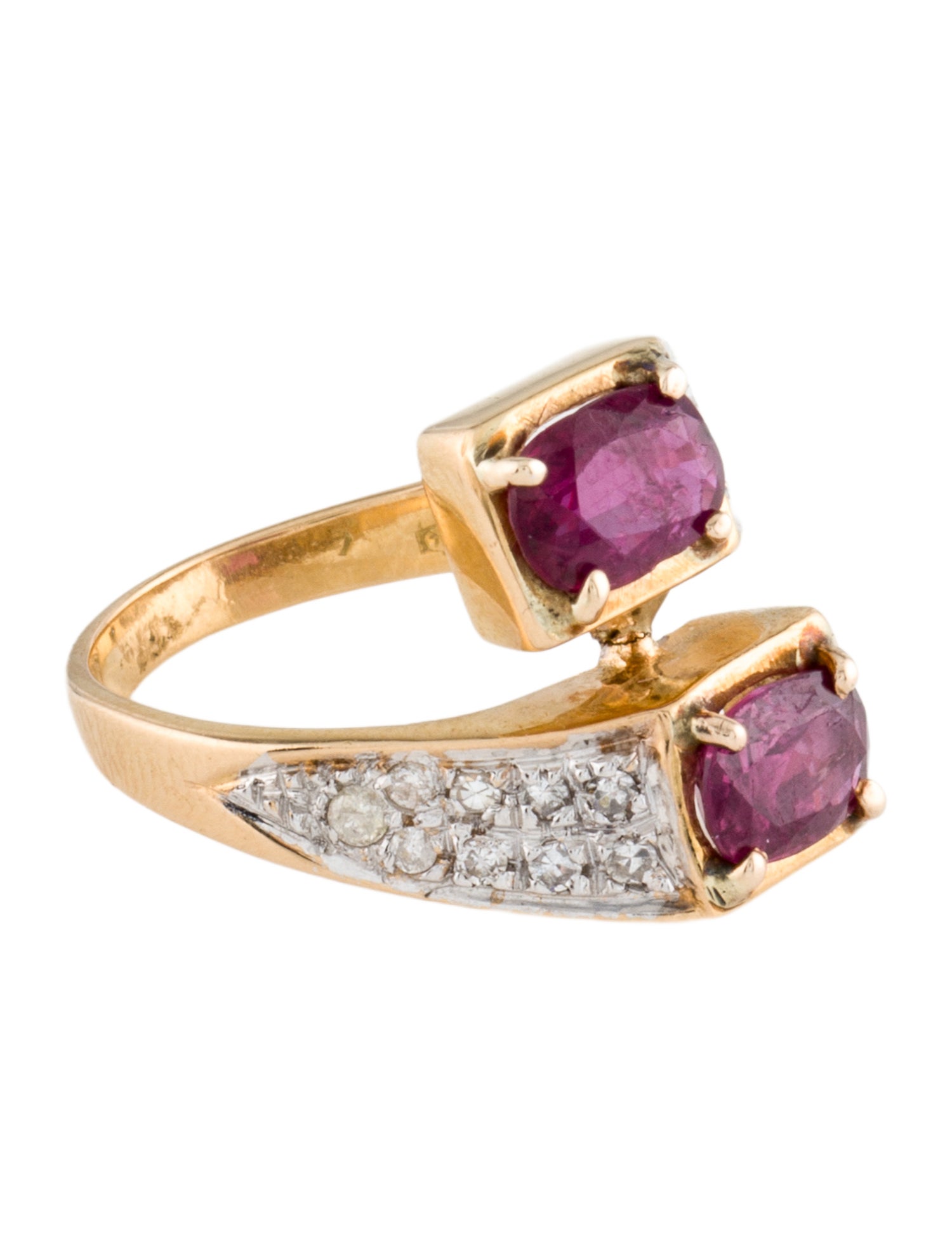 Ring 18K 1.20ctw Ruby & Diamond Bypass