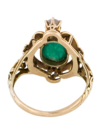 Ring 10K Emerald & Diamond Cocktail Ring