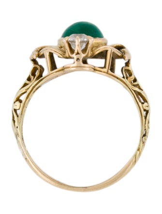 Ring 10K Emerald & Diamond Cocktail Ring