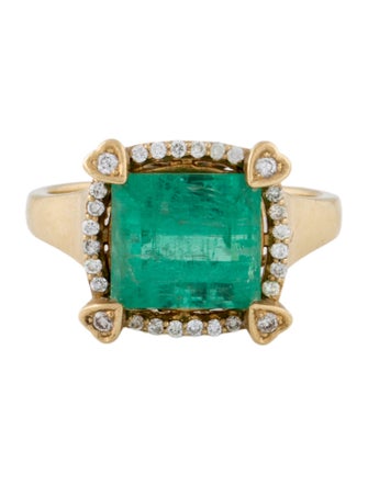 Ring 18K 4.73ct Emerald & Diamond Cocktail Ring