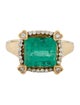 Ring 18K 4.73ct Emerald & Diamond Cocktail Ring
