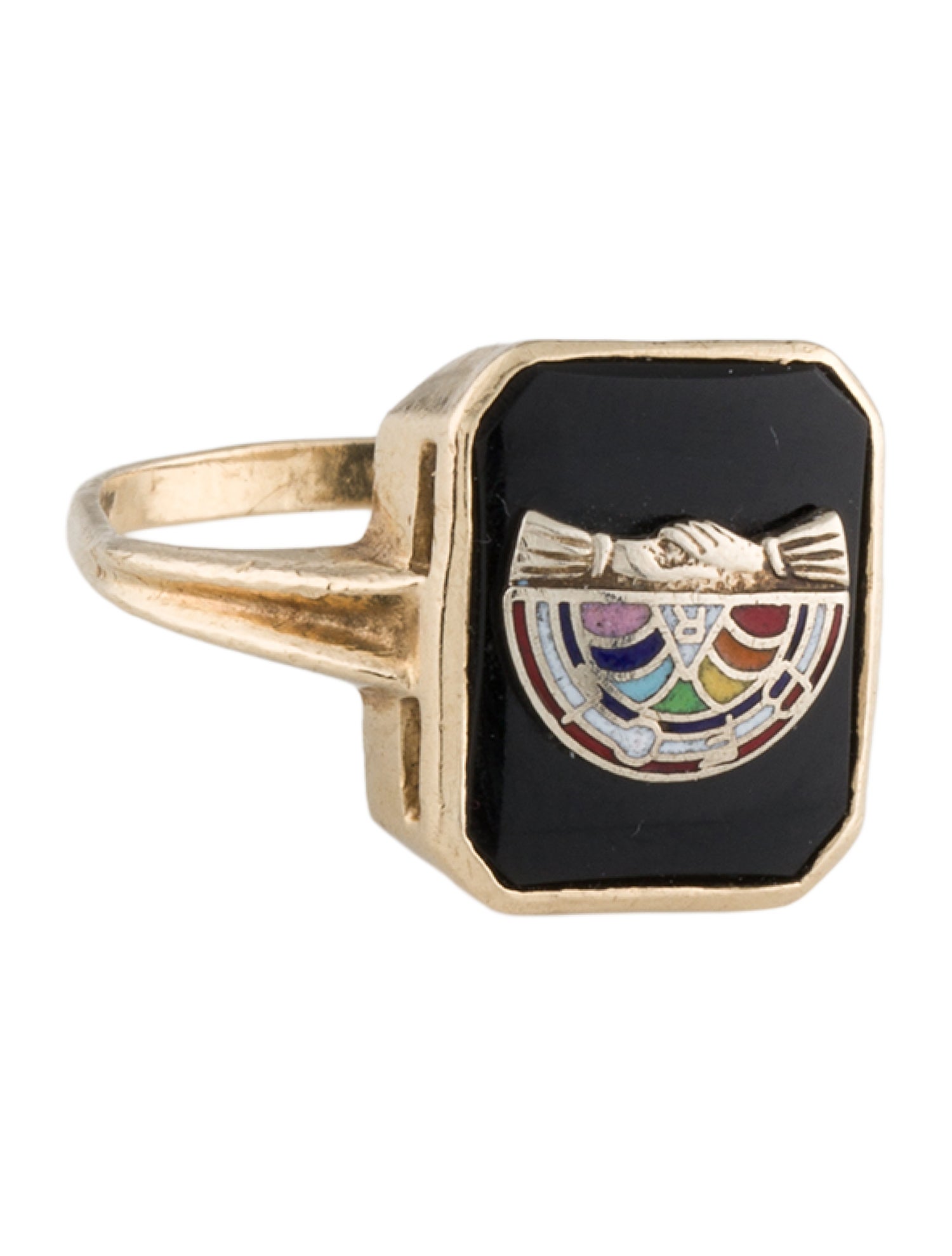 Ring 14K Onyx & Enamel Signet
