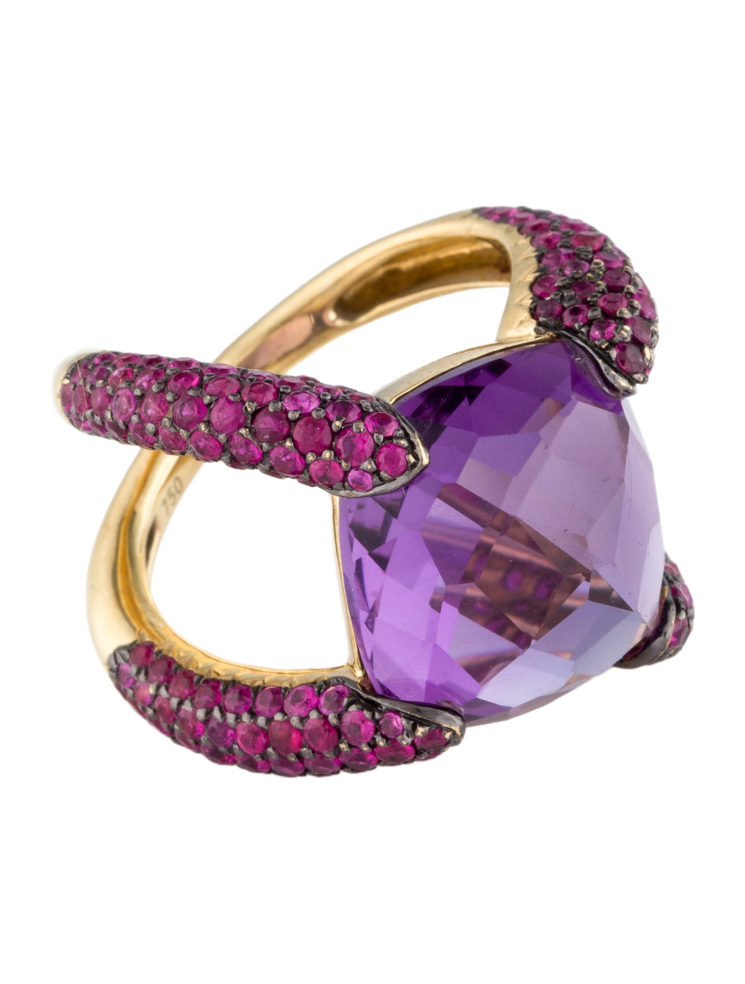 Ring 18K Amethyst & Ruby Cocktail