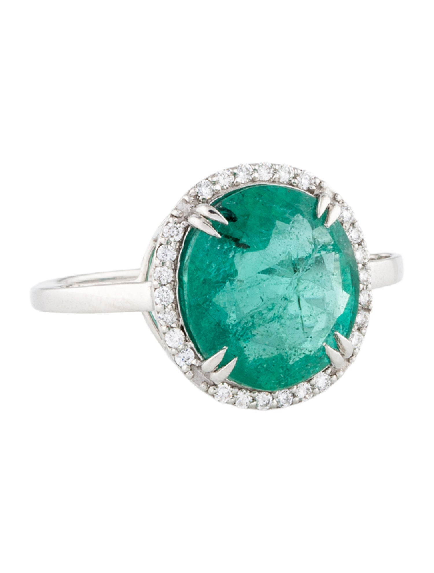 Ring Platinum 4.49ct Emerald & Diamond Cocktail Ring