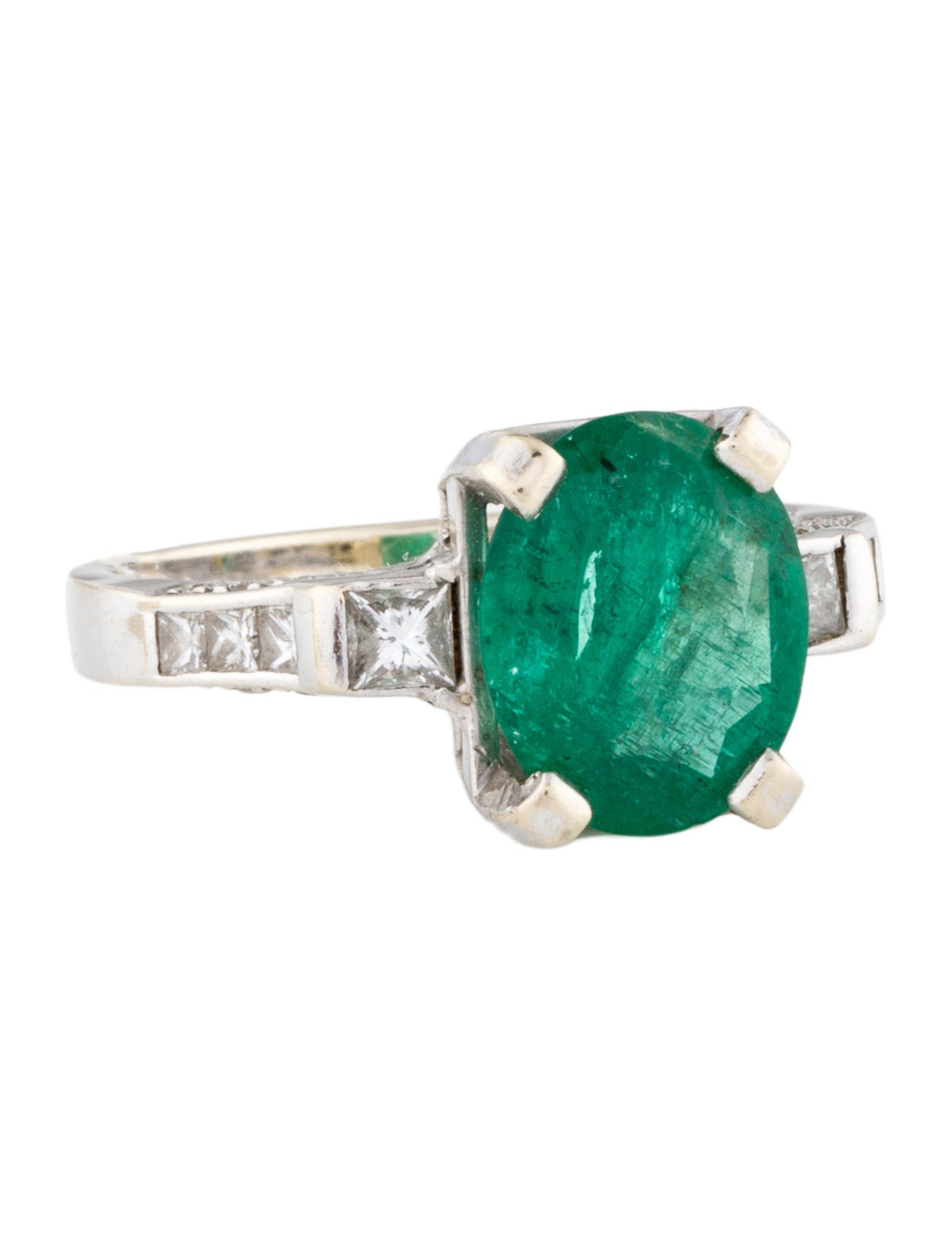 Ring 14K 2.05ct Emerald & Diamond Cocktail Ring