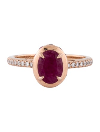 Ring 14K Ruby & Diamond Cocktail Ring