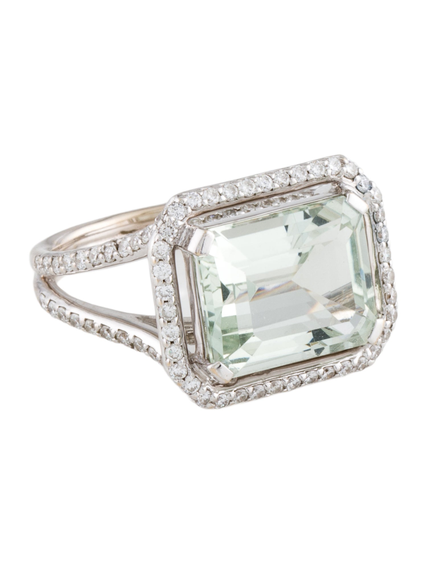 Ring 18K 4.74ct Prasiolite & Diamond Cocktail