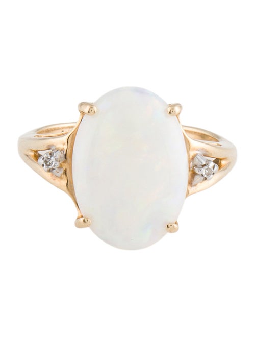 Ring 14K Opal & Diamond Cocktail Ring