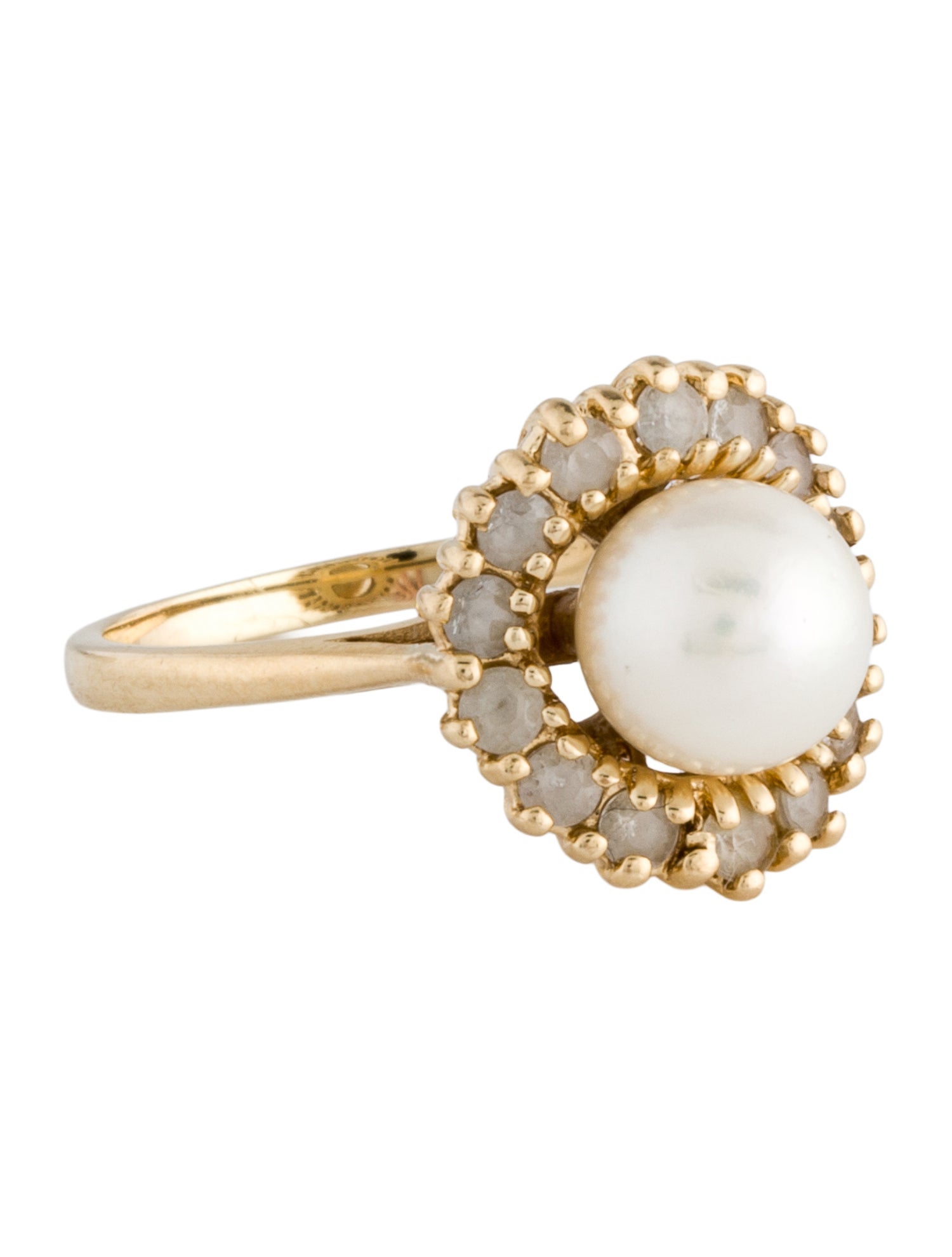 Ring 14K Pearl & Diamond Cocktail